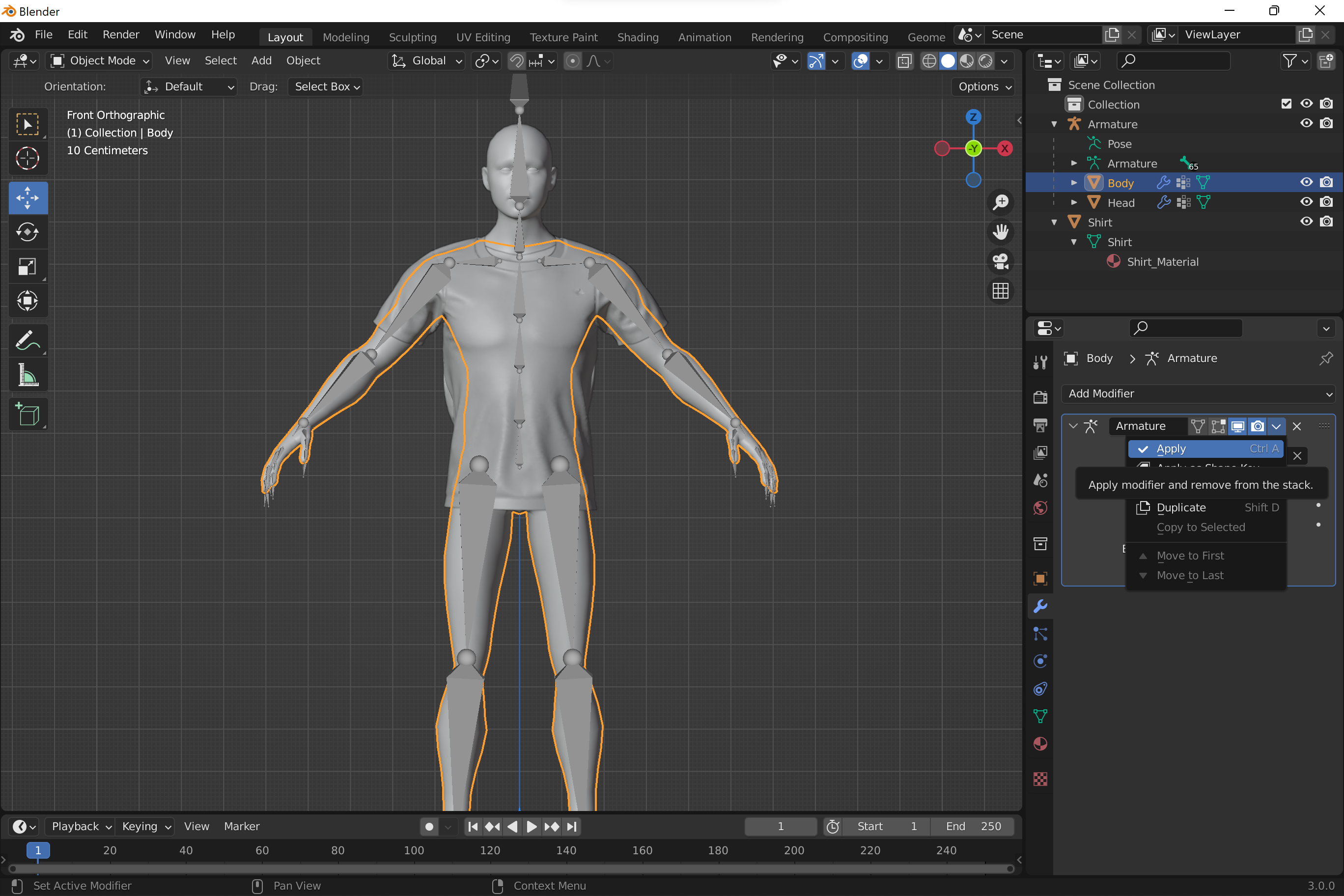 Apply armature modifier