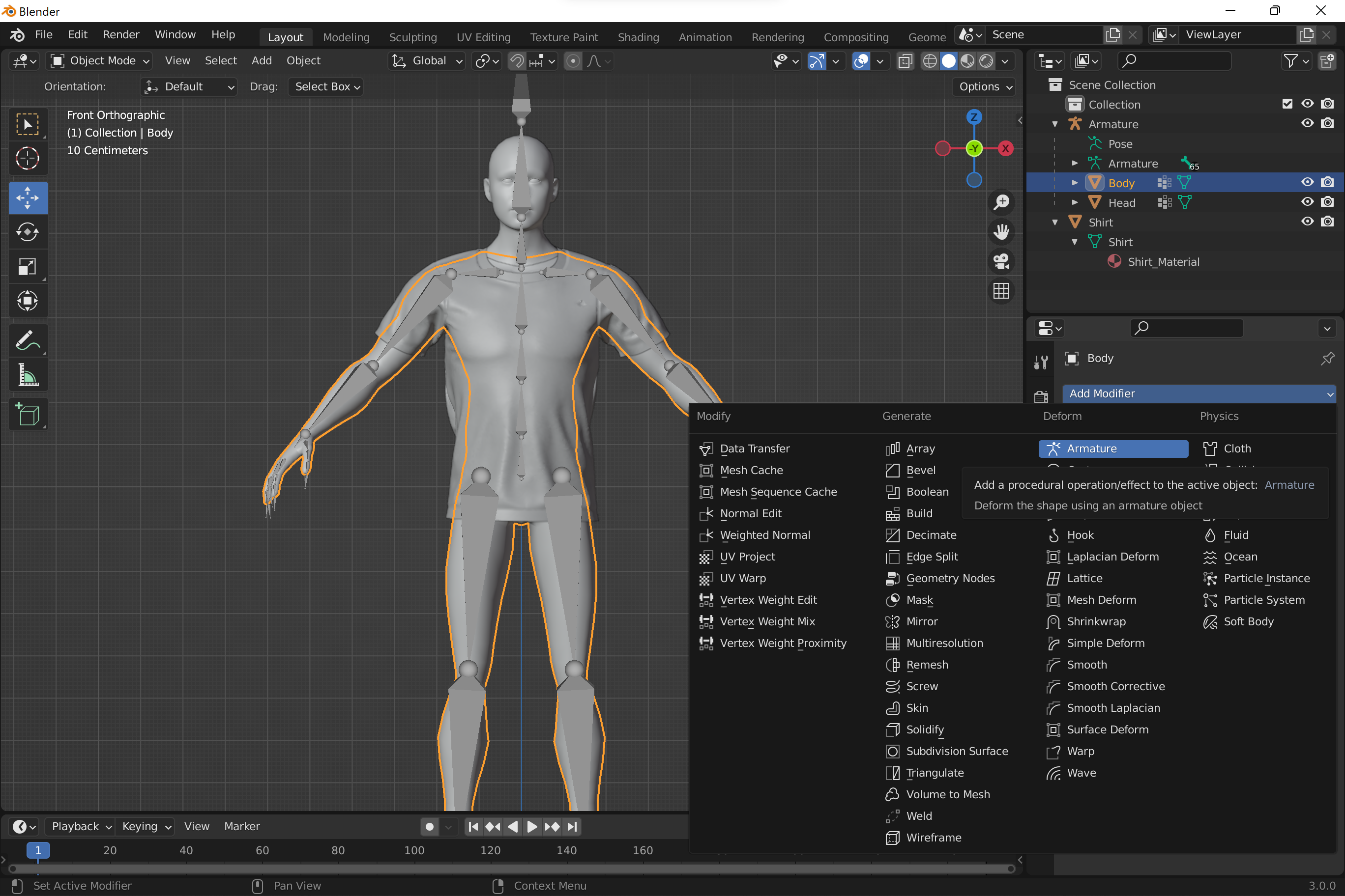 Armature modifier